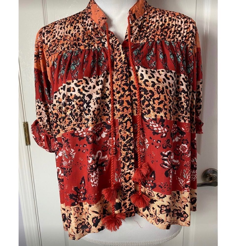 SKY AND SAND SMALL Mixed Animal Print Top NWT